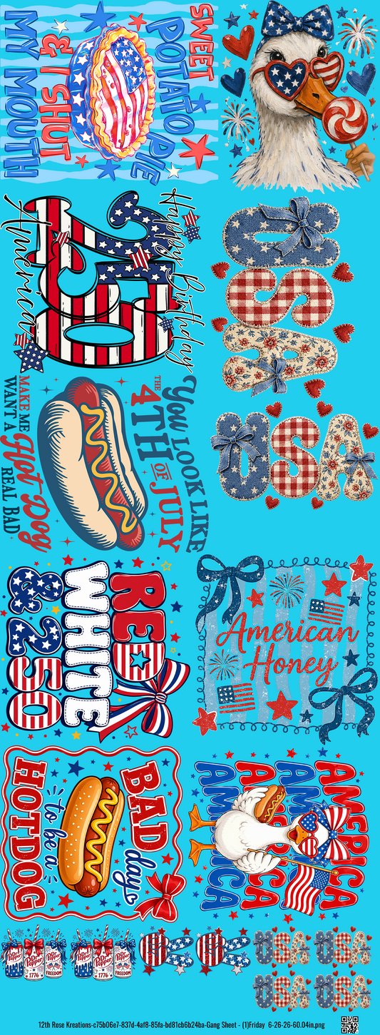 4th July Gang Sheet 60 inches