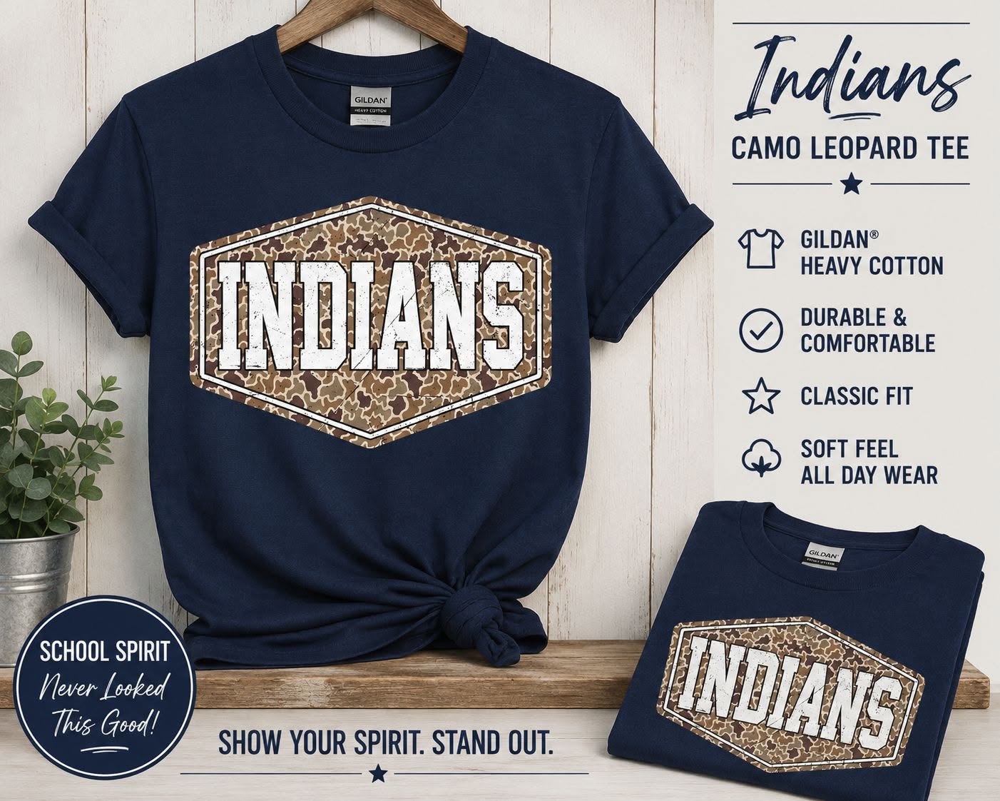 CAMO SCHOOL SPIRIT TEE